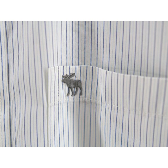 Abercrombie & Fitch Button Down Shirt Mens XL Muscle Gray Stripe Long Sleeve - Picture 3 of 8